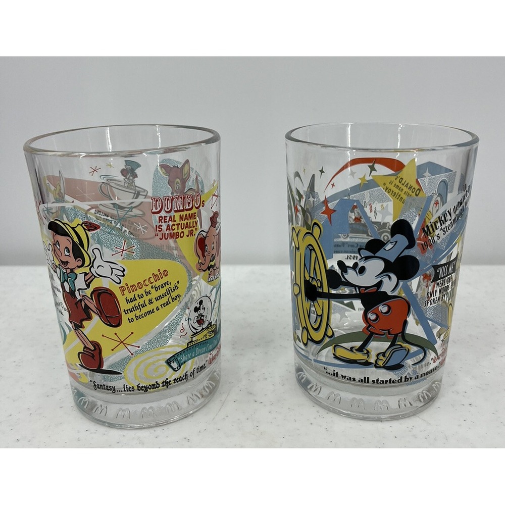 McDonalds Walt Disney World 100 Years of Magic Glasses Mickey Pluto Bambi Tink